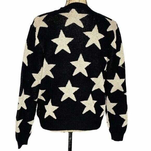 superdown Rosabel Crew Neck Sweater Black Multi Stars Metallic - Picture 5 of 5